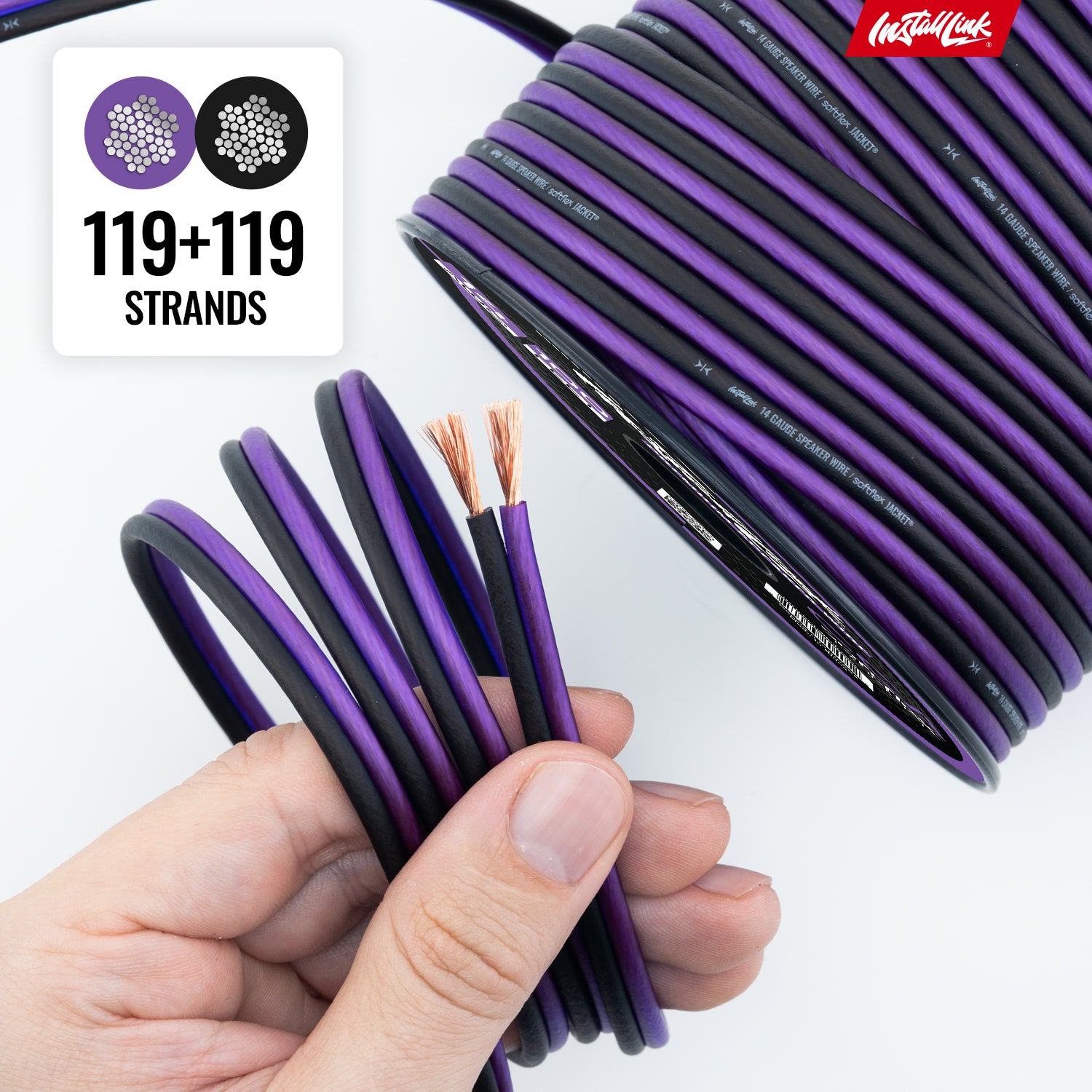 Speaker Wire 14 Gauge, CCA, 100ft, Purple/Black image 7