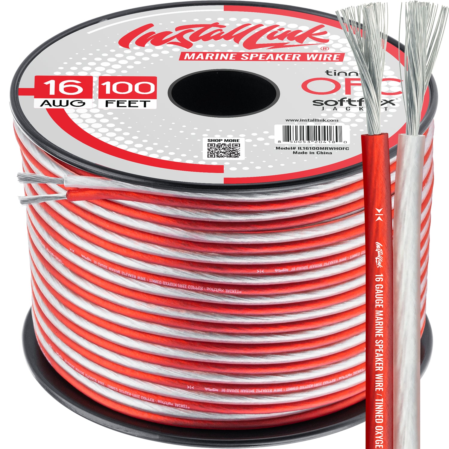 Marine Speaker Wire 16 Gauge, Tinned OFC, 100ft, Red/White image 0