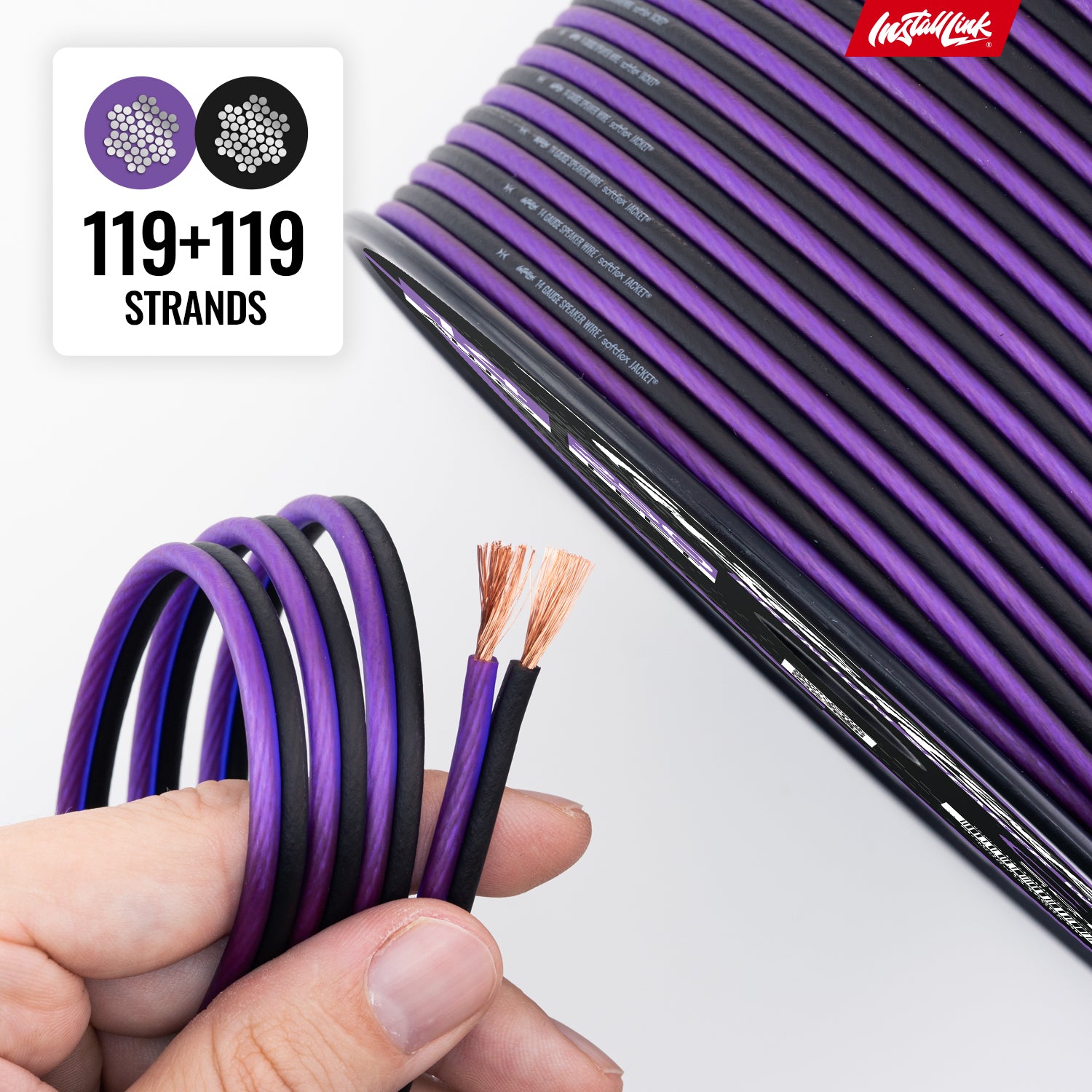 Speaker Wire 14 Gauge, CCA, 250ft, Purple/Black image 7