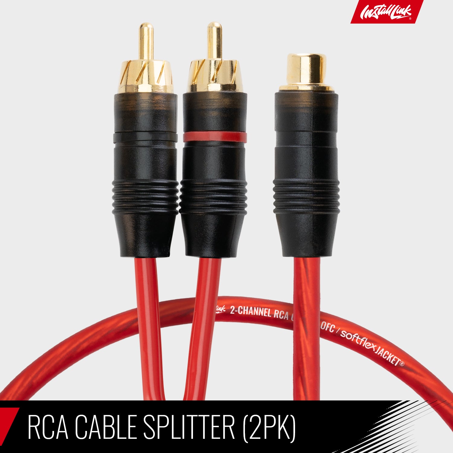 RCA Audio Cable for Subwoofer or Stereo Cable, Y Adapter 1-Female to 2-Male Splitter, Red, 2pk image 1
