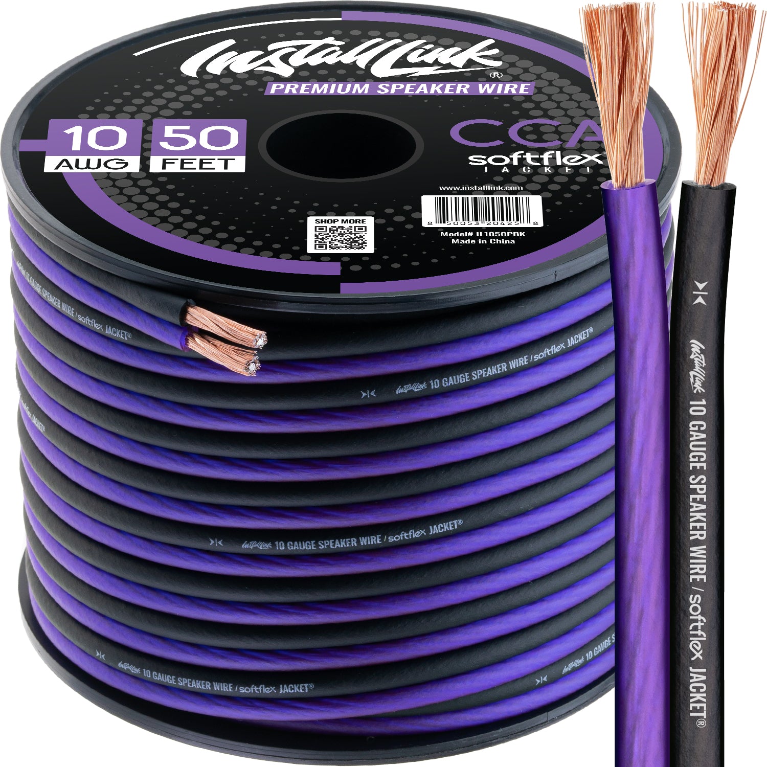 Speaker Wire 10 Gauge, CCA, 50ft, Purple/Black image 0