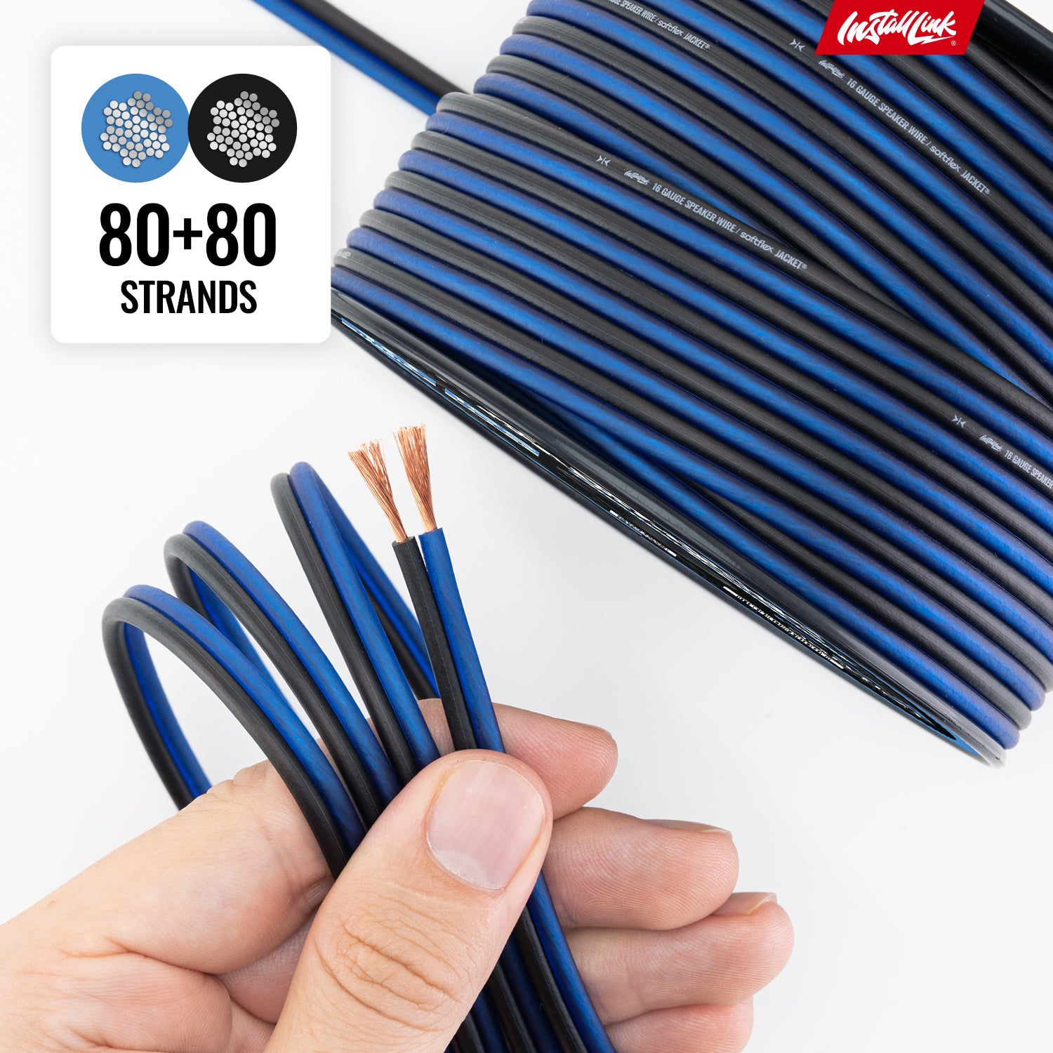 Speaker Wire 16 Gauge CCA, 100ft, Blue/Black image 7