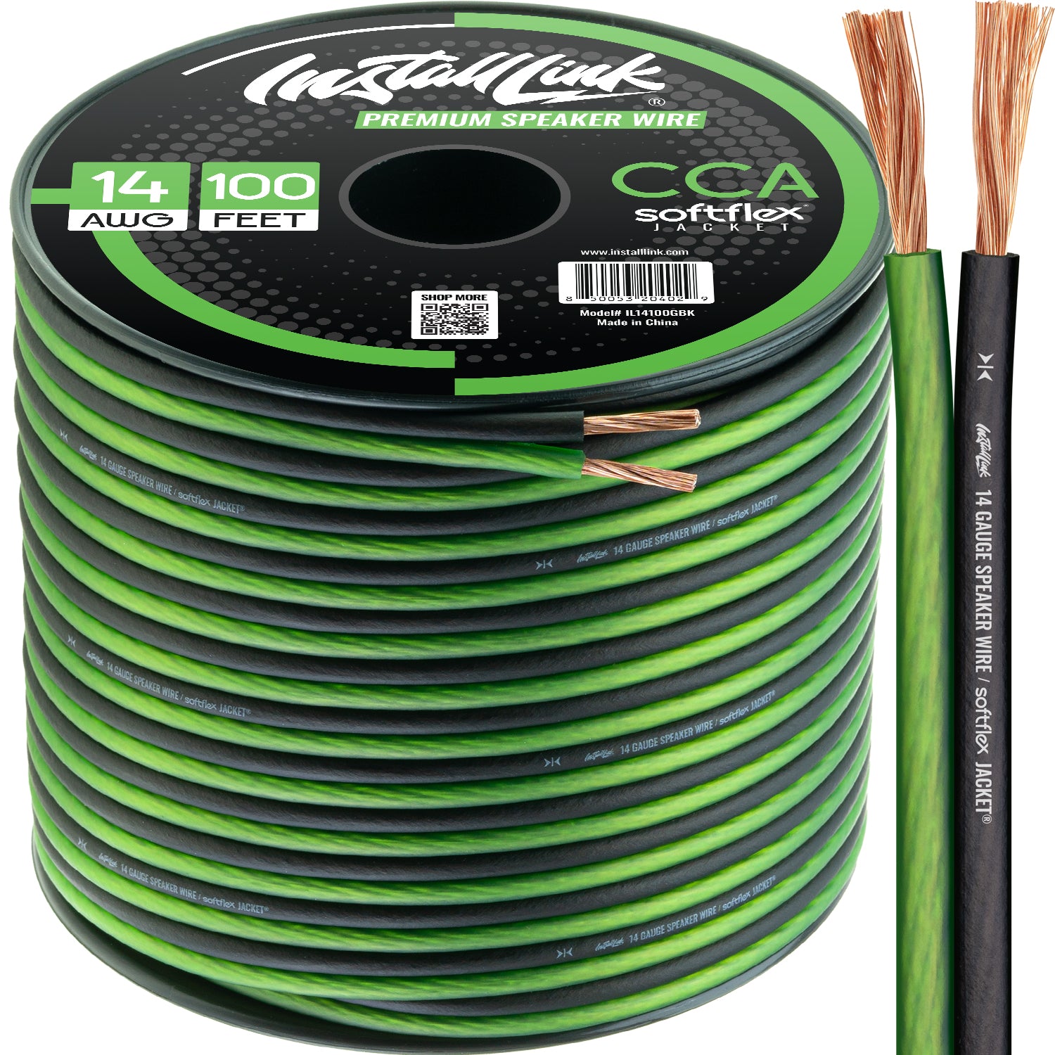 Speaker Wire 14 Gauge, CCA, 100ft, Green/Black image 0