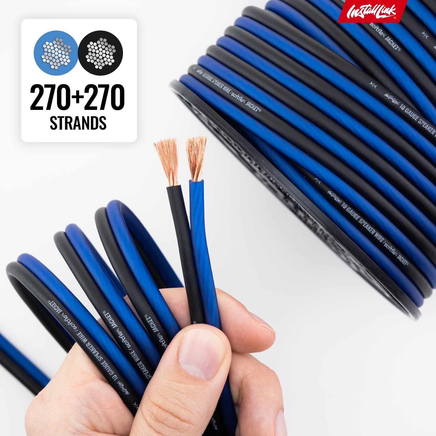 Speaker Wire 10 Gauge, CCA, 50ft, Blue/Black image 7