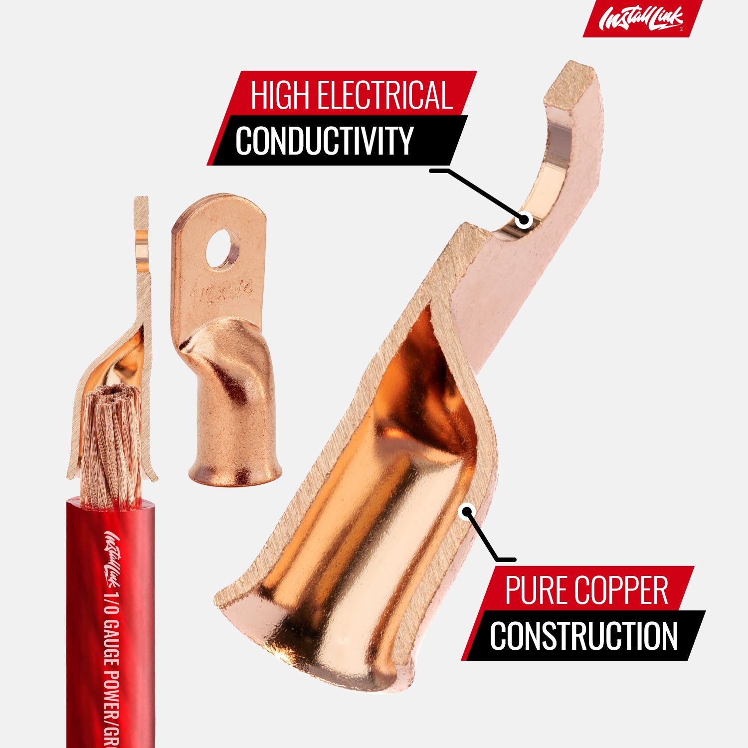 1/0 Gauge Copper Lugs (1/4") with Heat Shrink, 10-Pack image 4