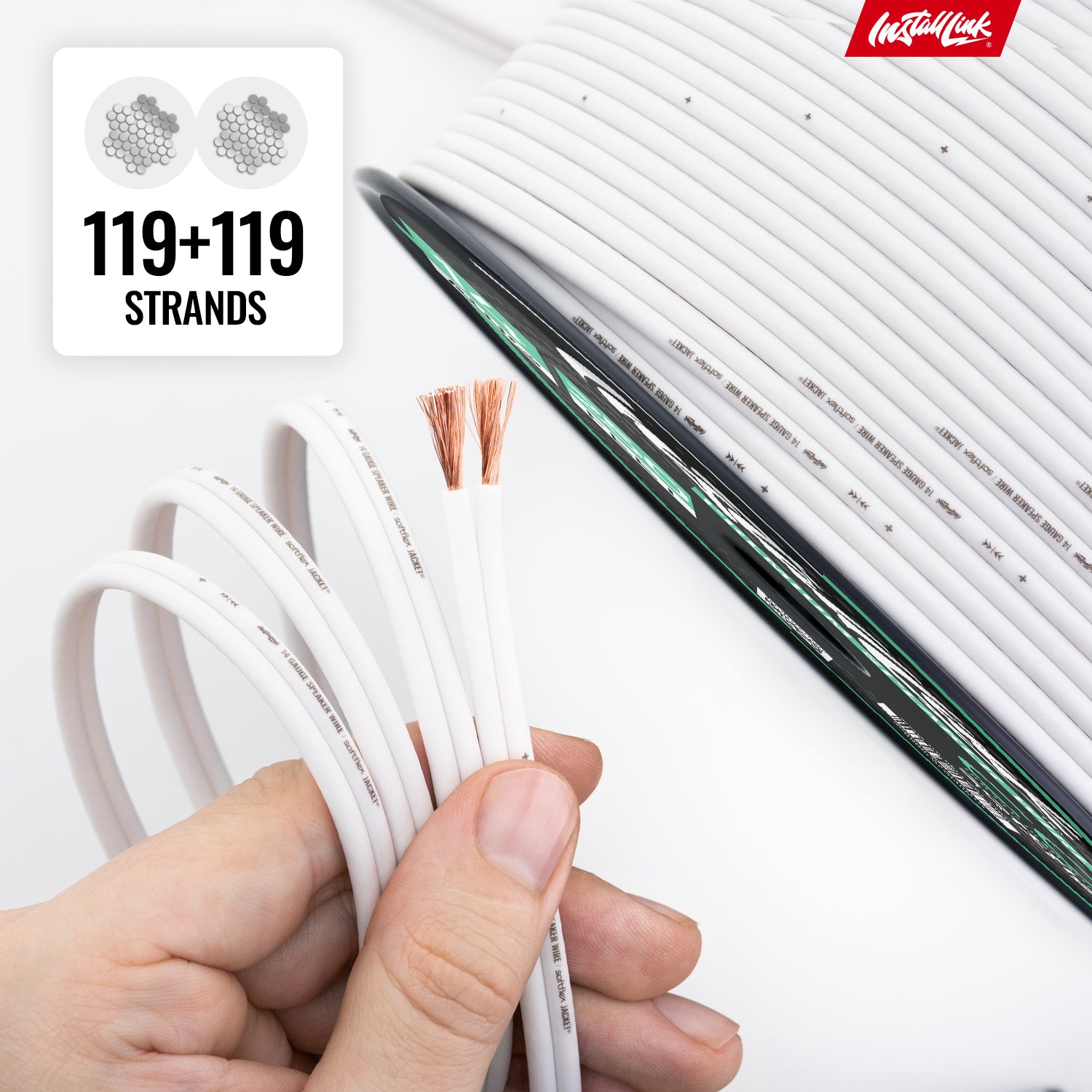 14 Gauge Speaker Wire CCA, 250ft, White/White image 7