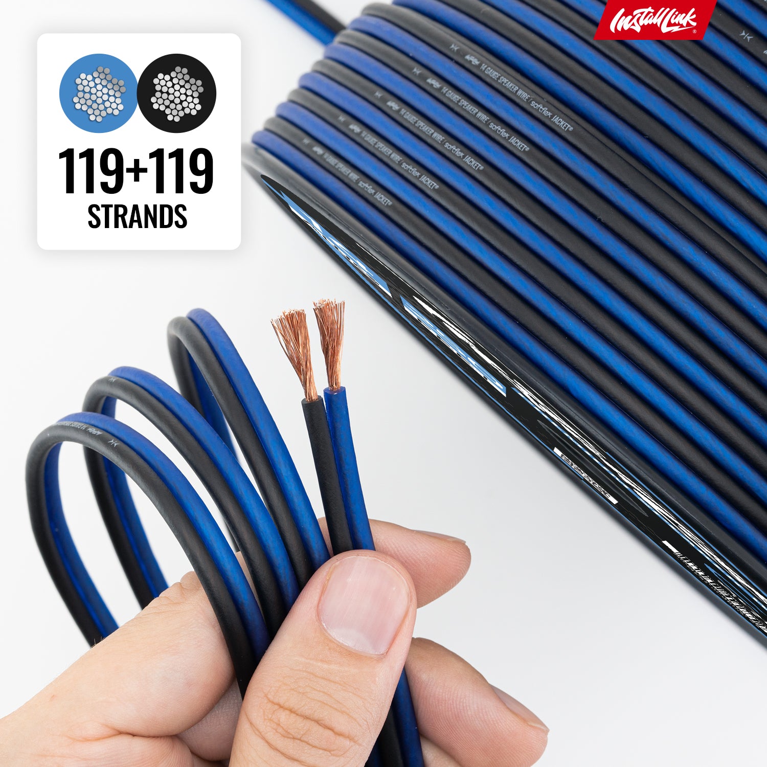 Speaker Wire 14 Gauge, CCA, 250ft, Blue/Black image 7