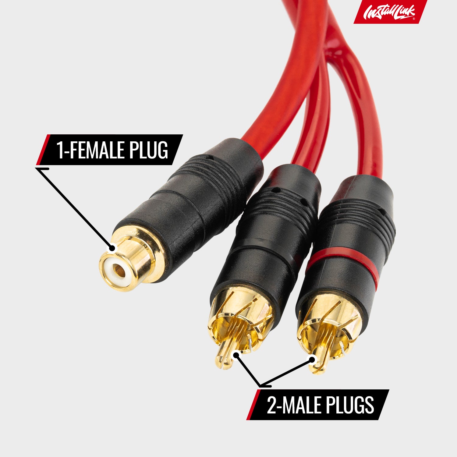 RCA Audio Cable for Subwoofer or Stereo Cable, Y Adapter 1-Female to 2-Male Splitter, Red, 2pk image 2