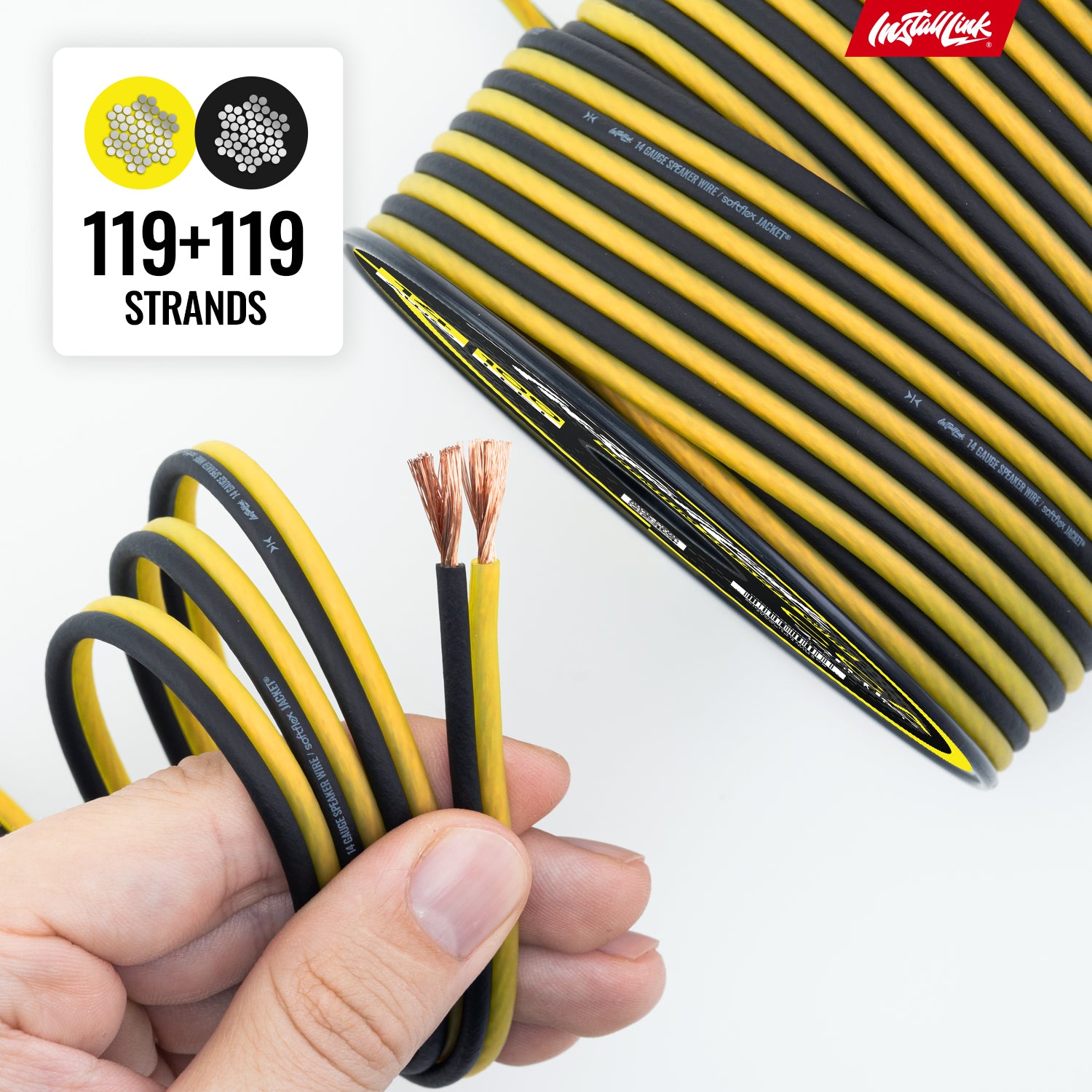 Speaker Wire 14 Gauge CCA, 100ft, Yellow/Black image 7