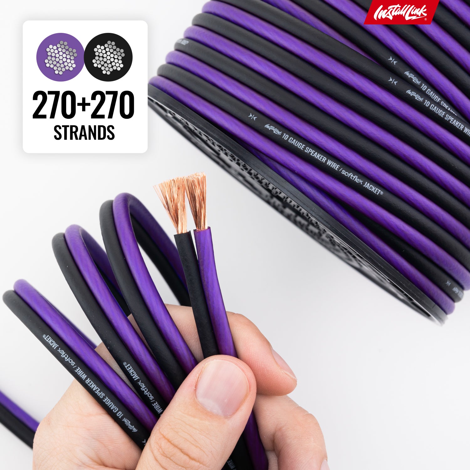 Speaker Wire 10 Gauge, CCA, 50ft, Purple/Black image 7