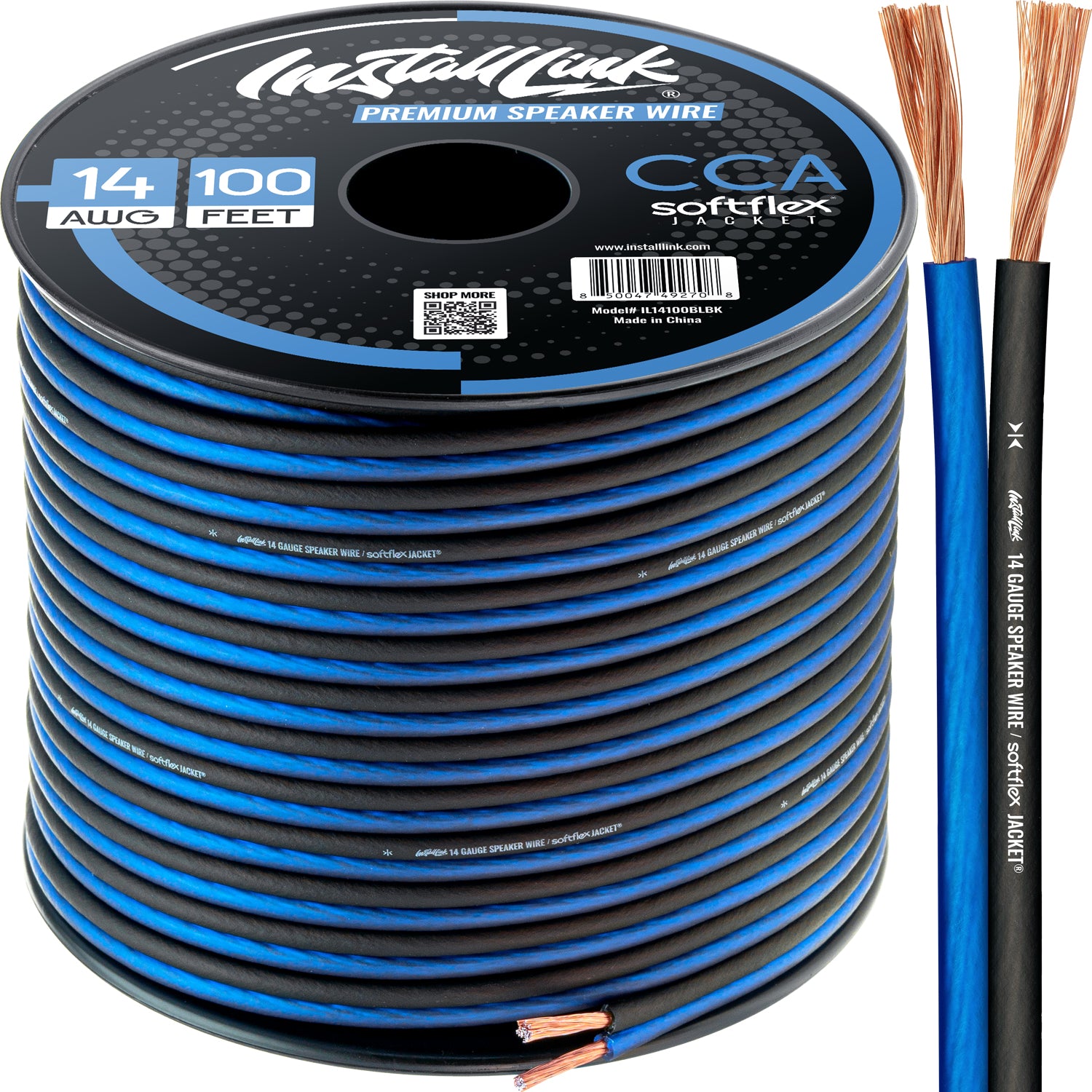 Speaker Wire 14 Gauge, CCA, 100ft, Blue/Black image 0