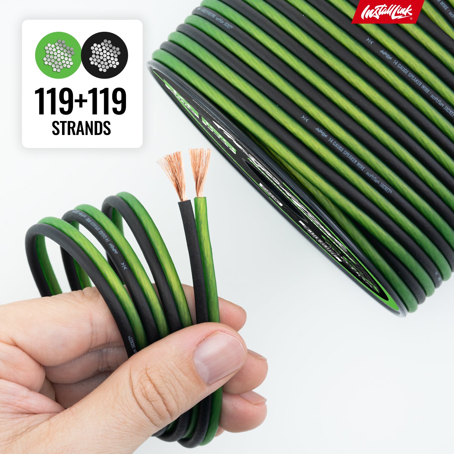 Speaker Wire 14 Gauge, CCA, 100ft, Green/Black image 7
