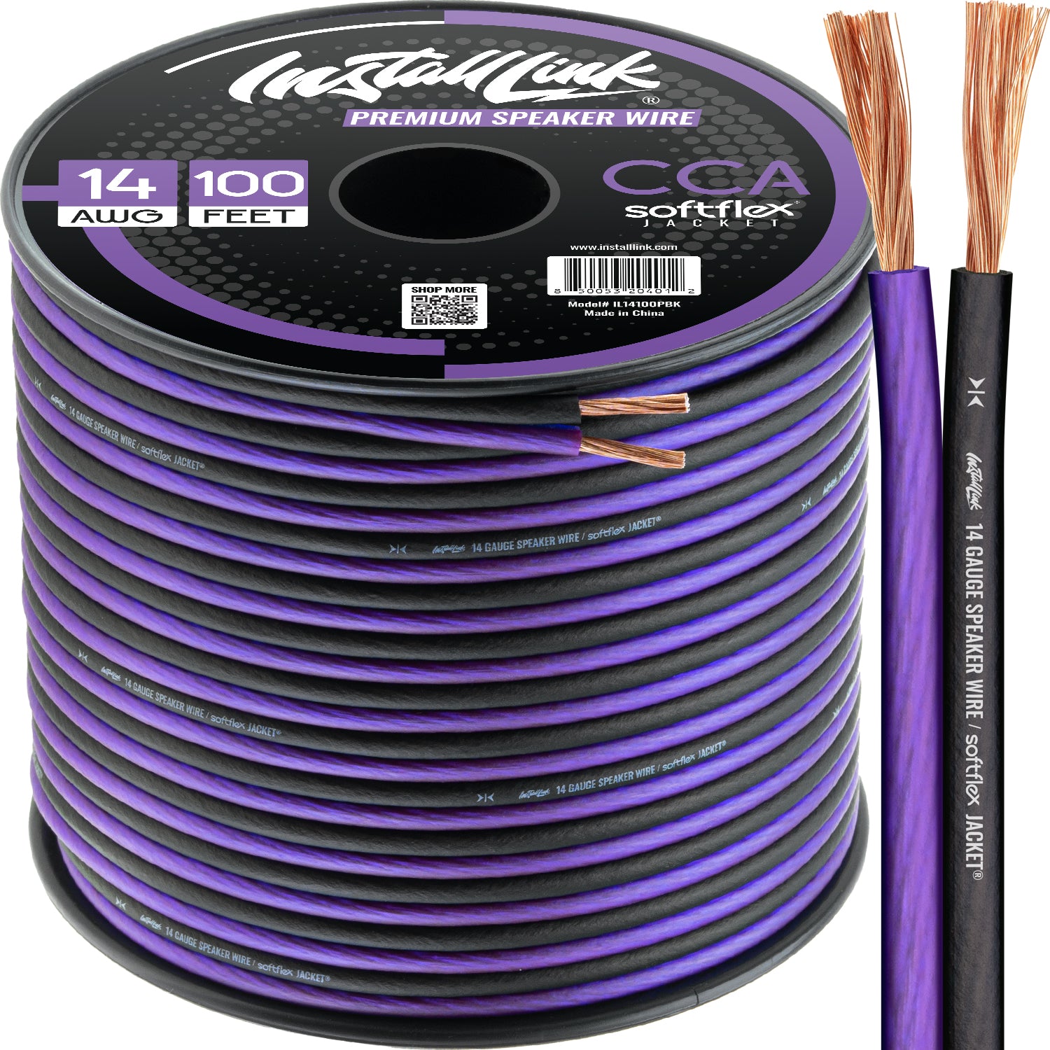 Speaker Wire 14 Gauge, CCA, 100ft, Purple/Black image 0