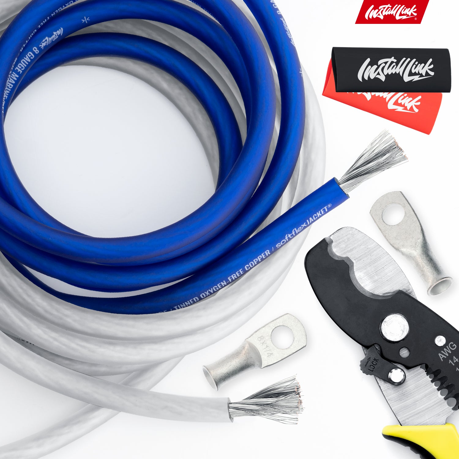 8 Gauge Power or Ground Wire 25ft Blue, 25ft White (50 Feet Total), Tinned OFC image 6