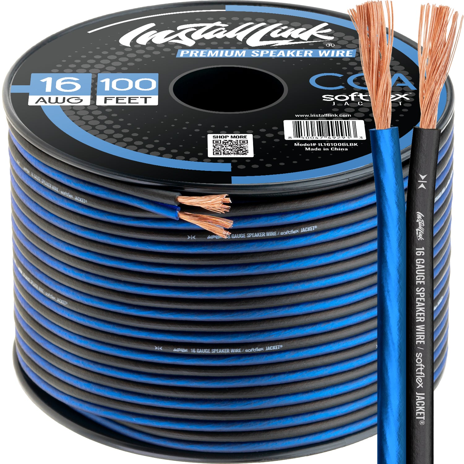 Speaker Wire 16 Gauge CCA, 100ft, Blue/Black image 0