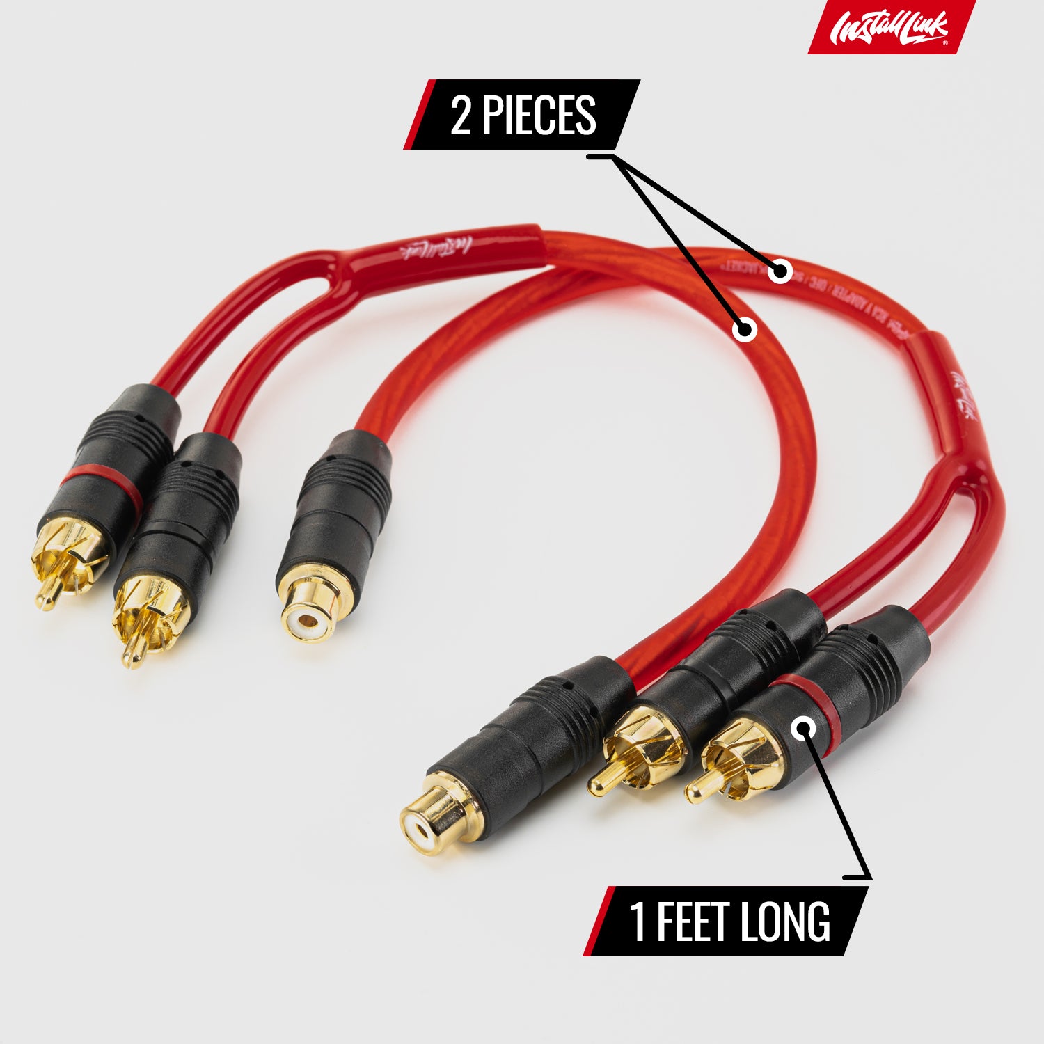 RCA Audio Cable for Subwoofer or Stereo Cable, Y Adapter 1-Female to 2-Male Splitter, Red, 2pk image 4