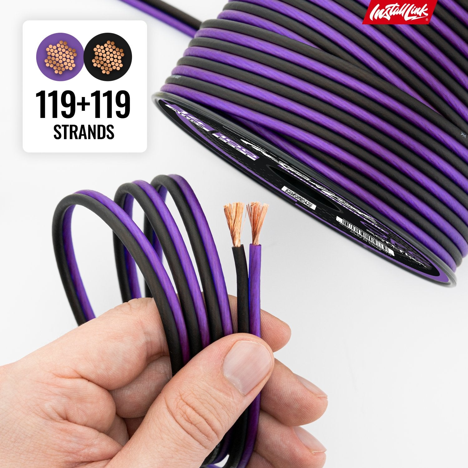Speaker Wire 14 Gauge, OFC, 100ft, Purple/Black image 7