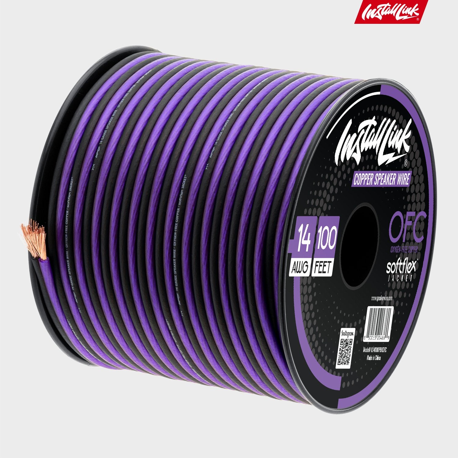 Speaker Wire 14 Gauge, OFC, 100ft, Purple/Black image 8