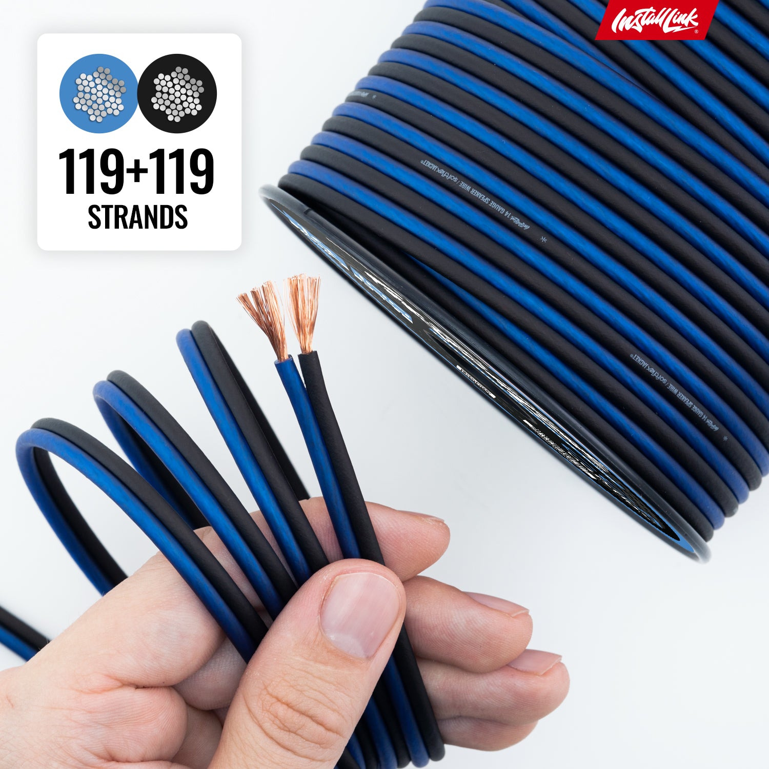 Speaker Wire 14 Gauge, CCA, 100ft, Blue/Black image 7