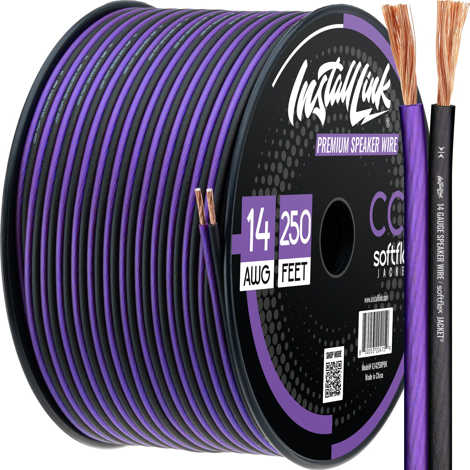 Speaker Wire 14 Gauge, CCA, 250ft, Purple/Black image 0