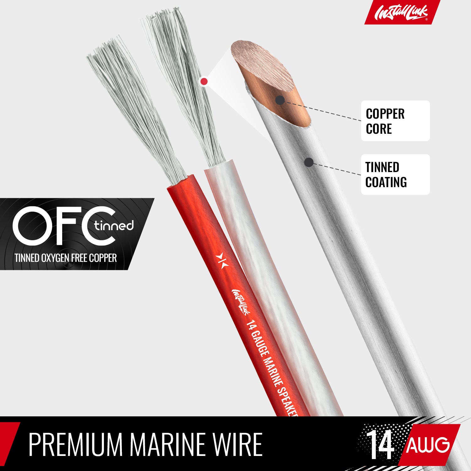Marine Speaker Wire 14 Gauge, Tinned OFC, 100ft, Red/White image 6