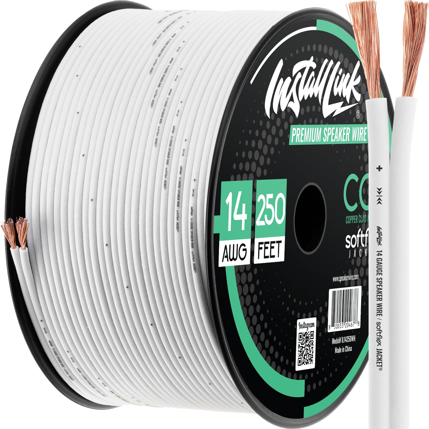 14 Gauge Speaker Wire CCA, 250ft, White/White image 0