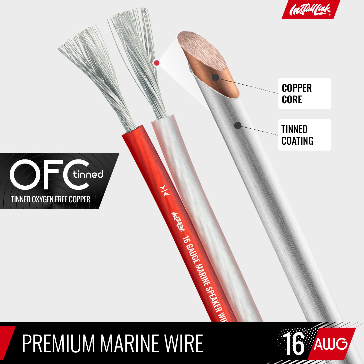 Marine Speaker Wire 16 Gauge, Tinned OFC, 100ft, Red/White image 6