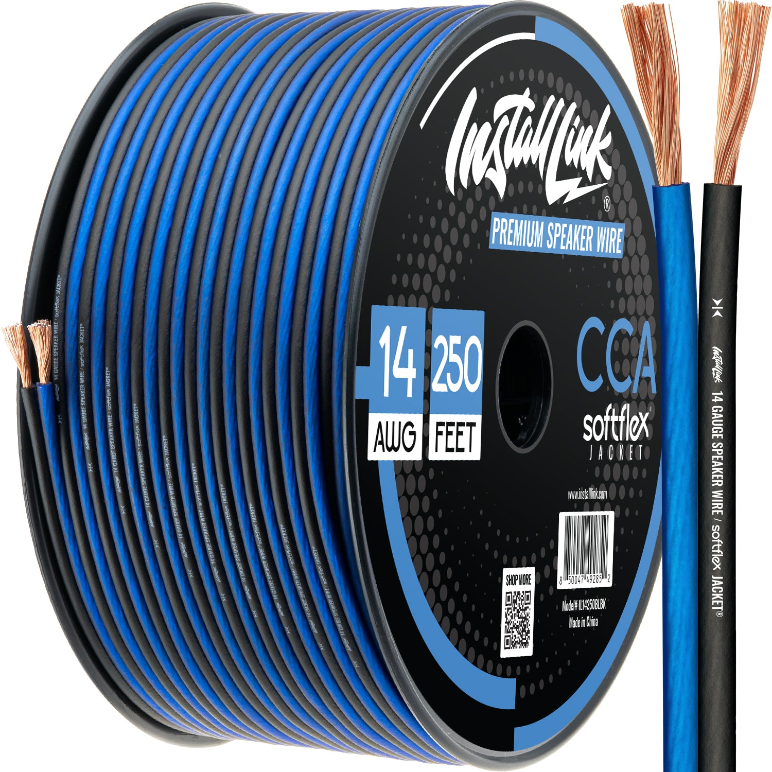 Speaker Wire 14 Gauge, CCA, 250ft, Blue/Black image 0