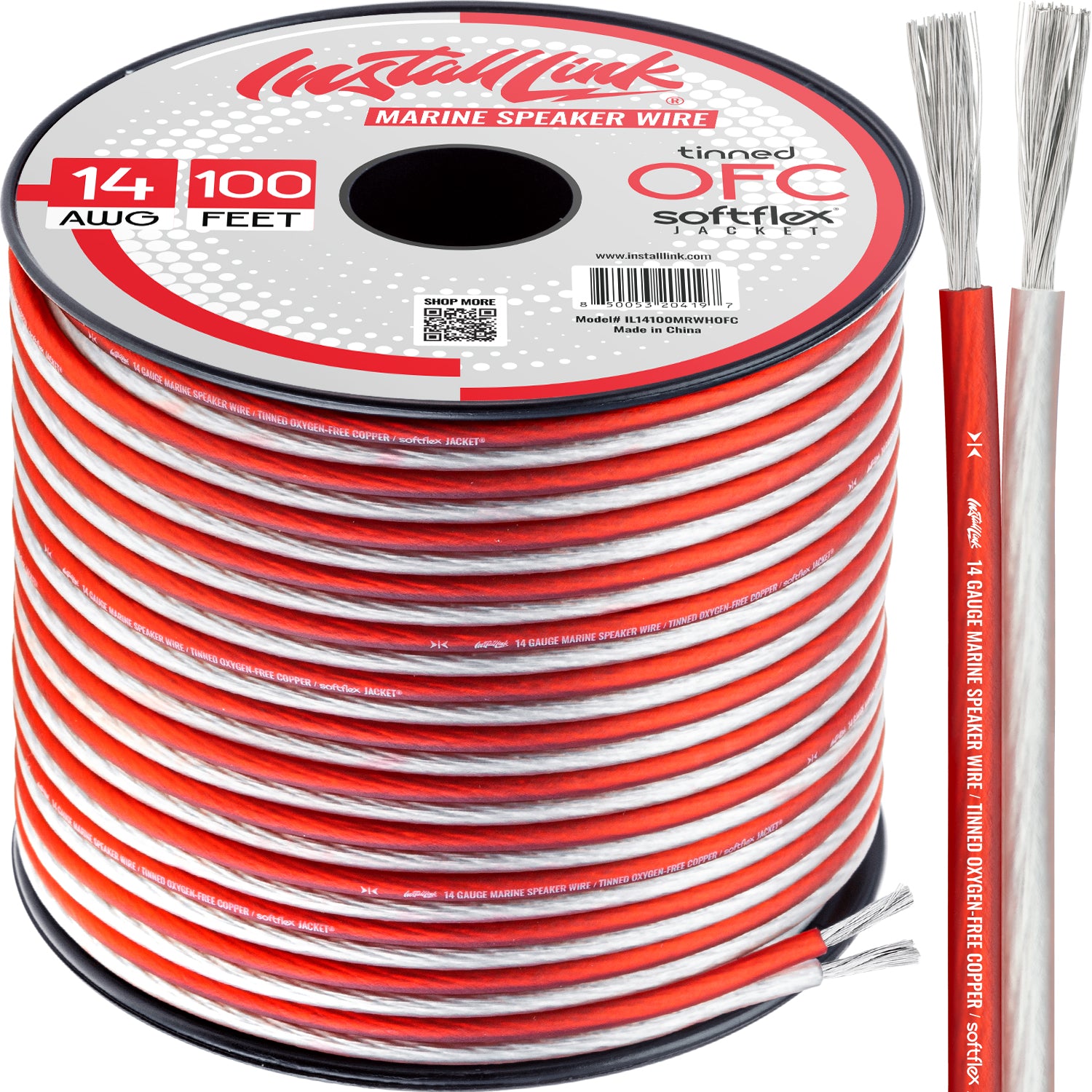 Marine Speaker Wire 14 Gauge, Tinned OFC, 100ft, Red/White image 0