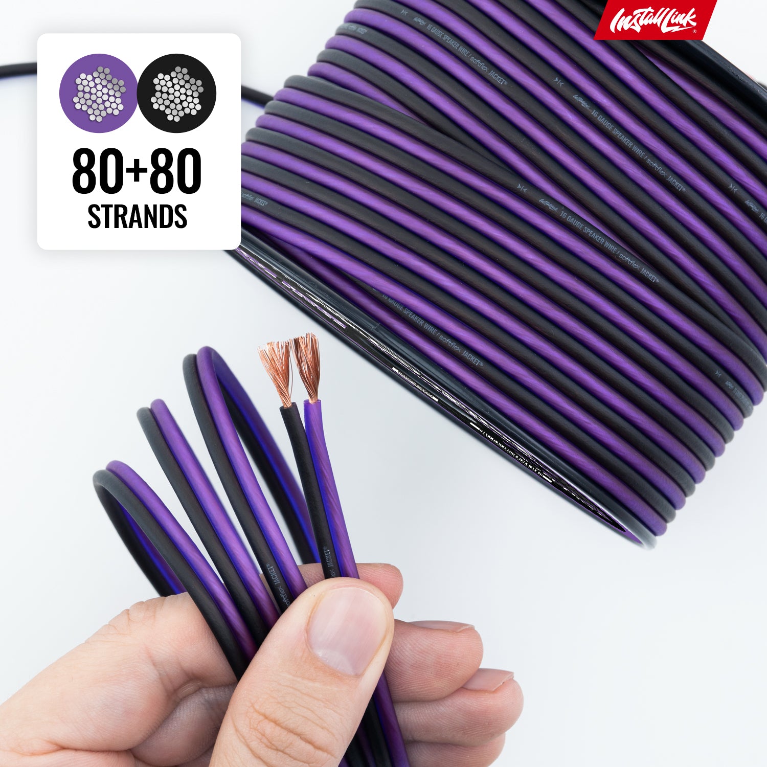 Speaker Wire 16 Gauge, CCA, 100ft, Purple/Black image 7