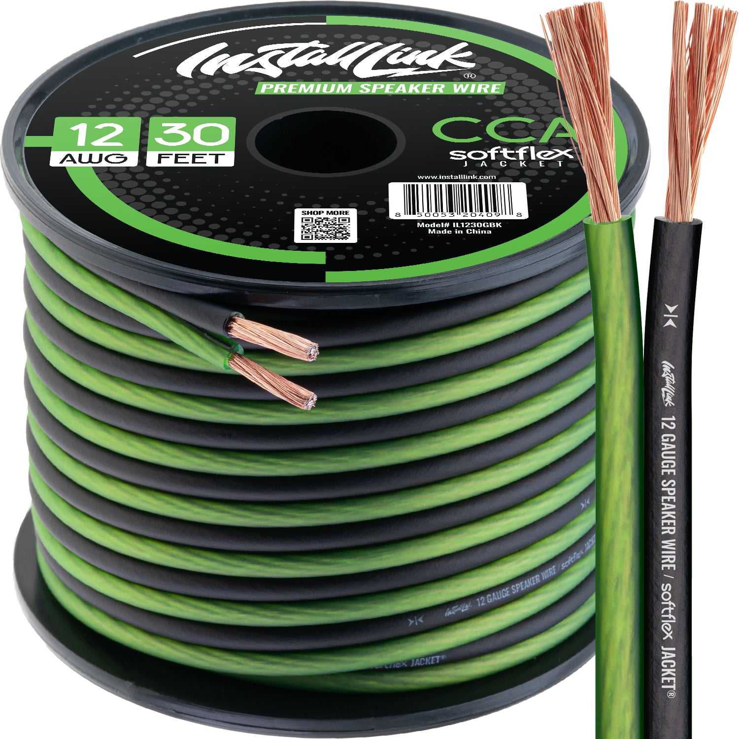 Speaker Wire 12 Gauge, CCA, 30ft, Green/Black image 0
