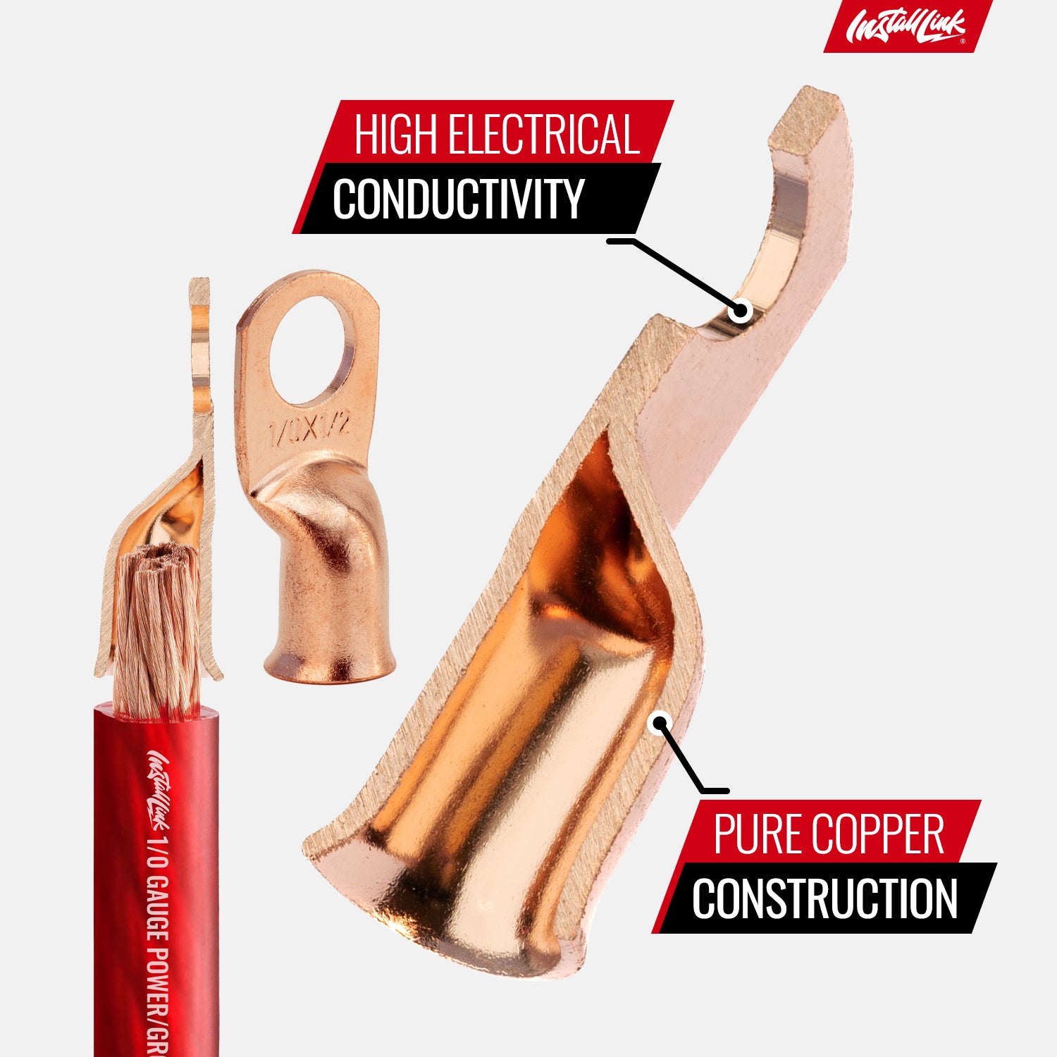 1/0 Gauge Copper Lugs (1/2") with Heat Shrink, 10-Pack image 4