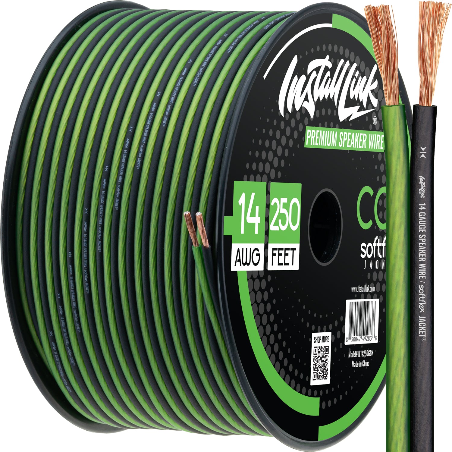 Speaker Wire 14 Gauge, CCA, 250ft, Green/Black image 0