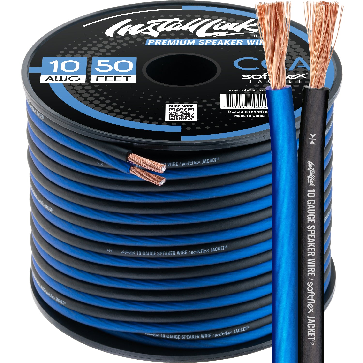 Speaker Wire 10 Gauge, CCA, 50ft, Blue/Black image 0