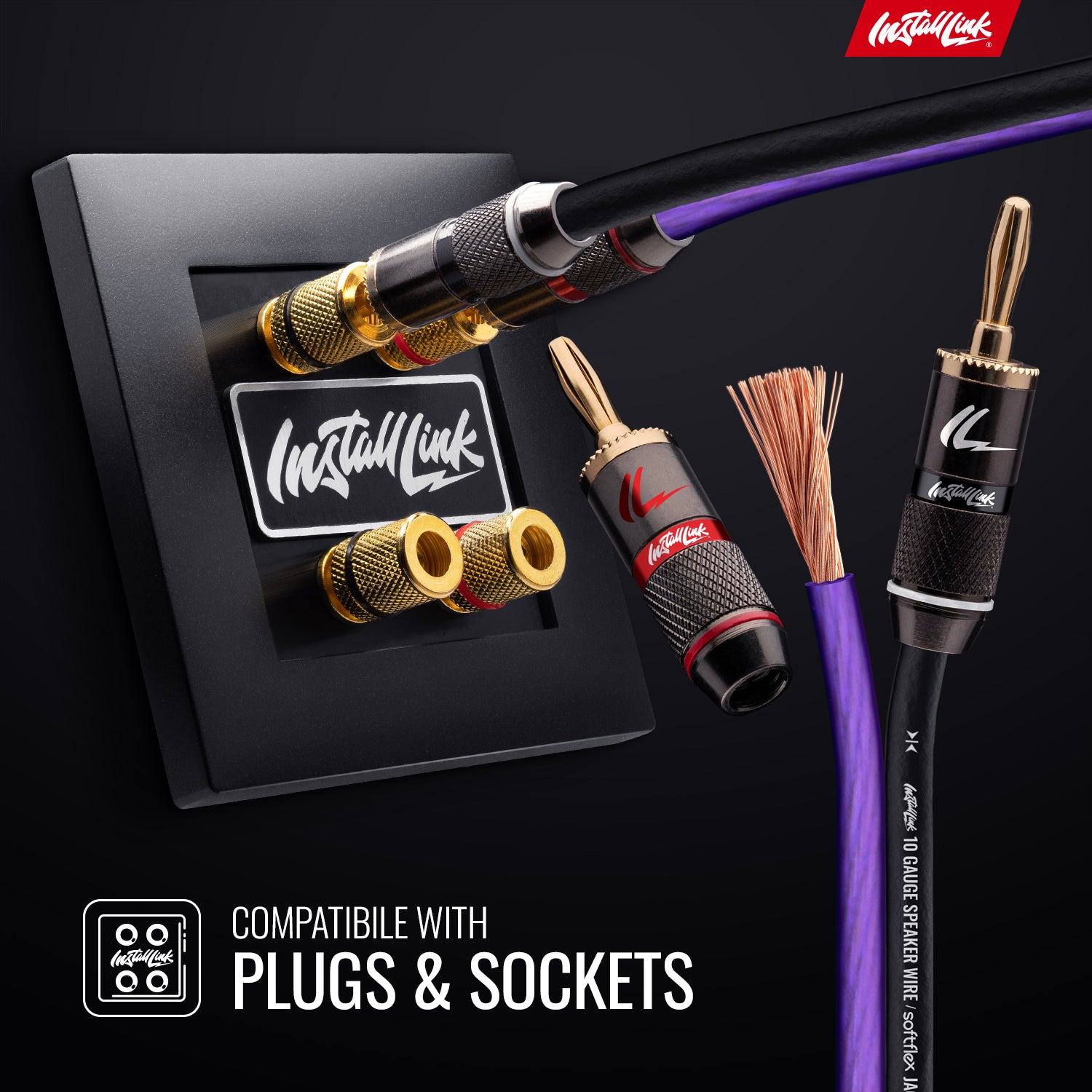 Speaker Wire 10 Gauge, CCA, 50ft, Purple/Black image 3