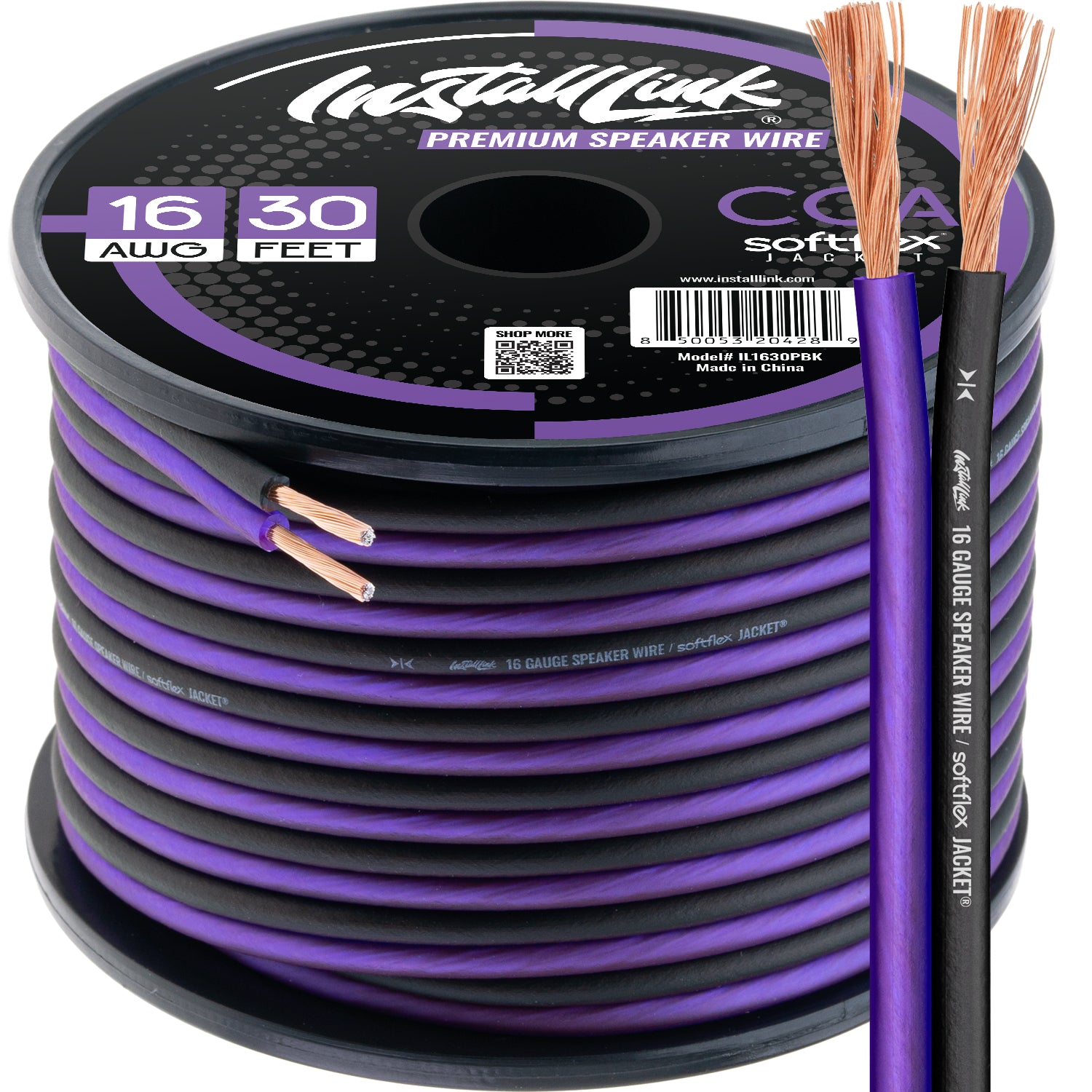Speaker Wire 16 Gauge CCA, 30ft, Purple/Black image 0