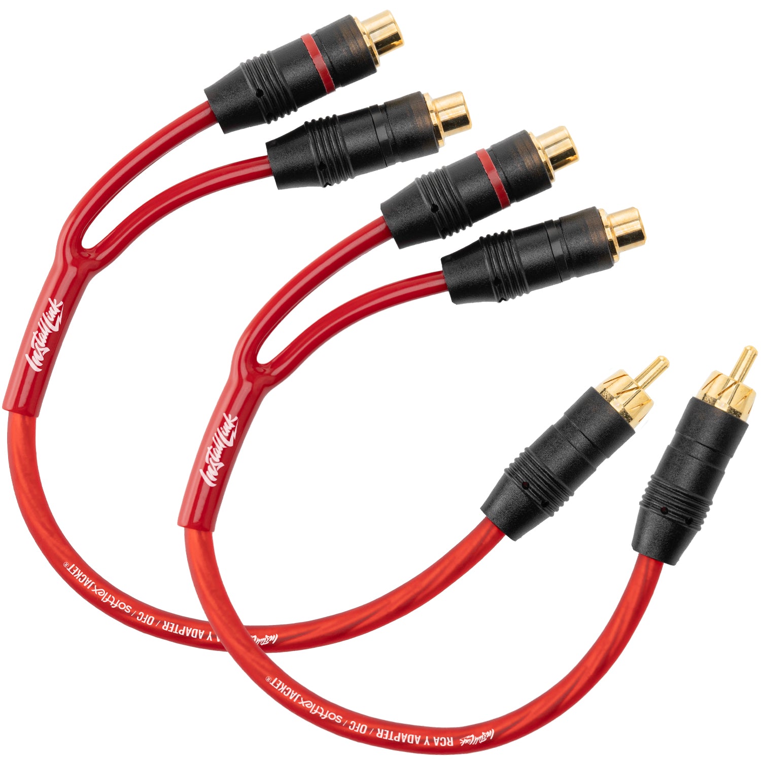 RCA Audio Cable for Subwoofer or Stereo Cable, Y Adapter 1-Male to 2-Female Splitter, Red, 2pk image 0