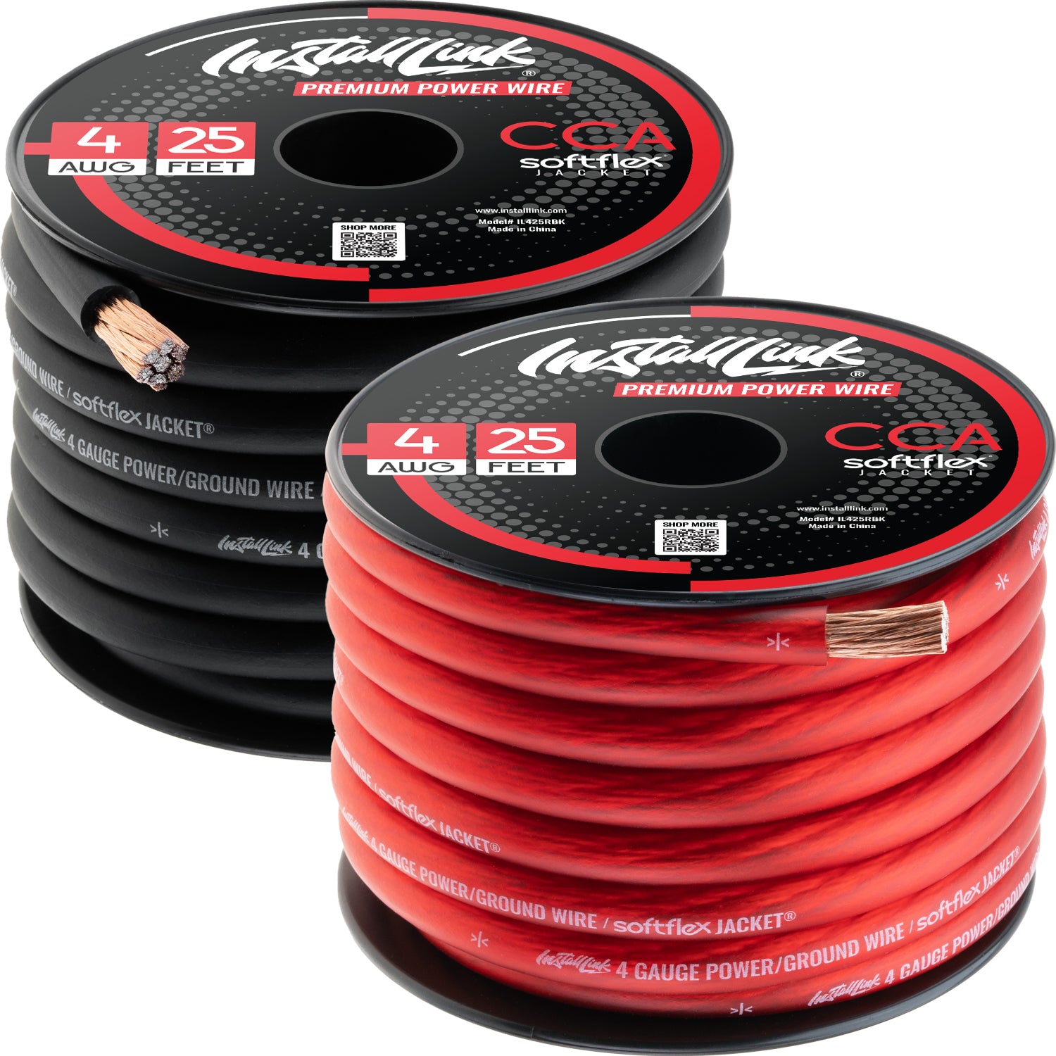 4 Gauge, Power or Ground Wire Cable 25ft Red, 25ft Black (50 Feet Total), CCA image 0