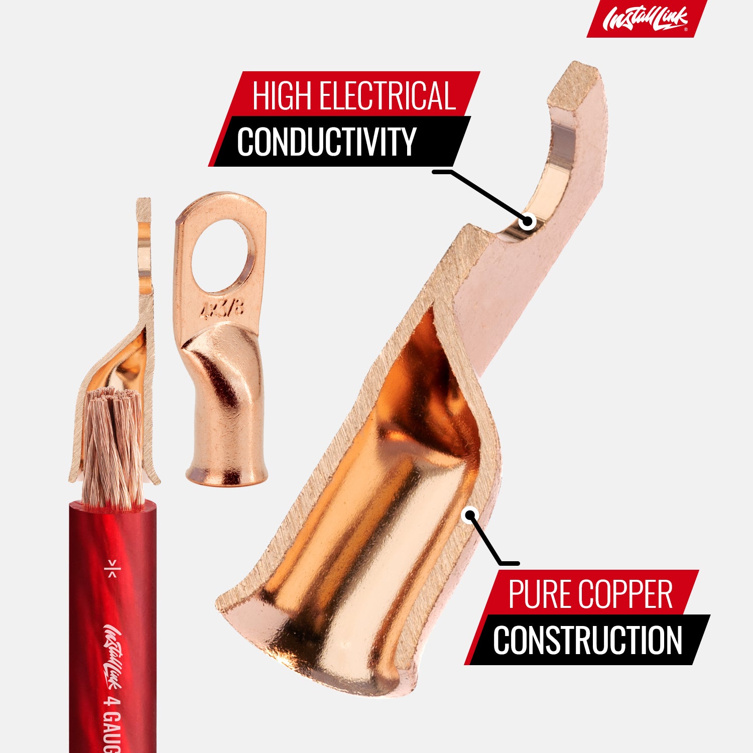 4 Gauge Copper Lugs (3/8") with Heat Shrink, 10-Pack image 4