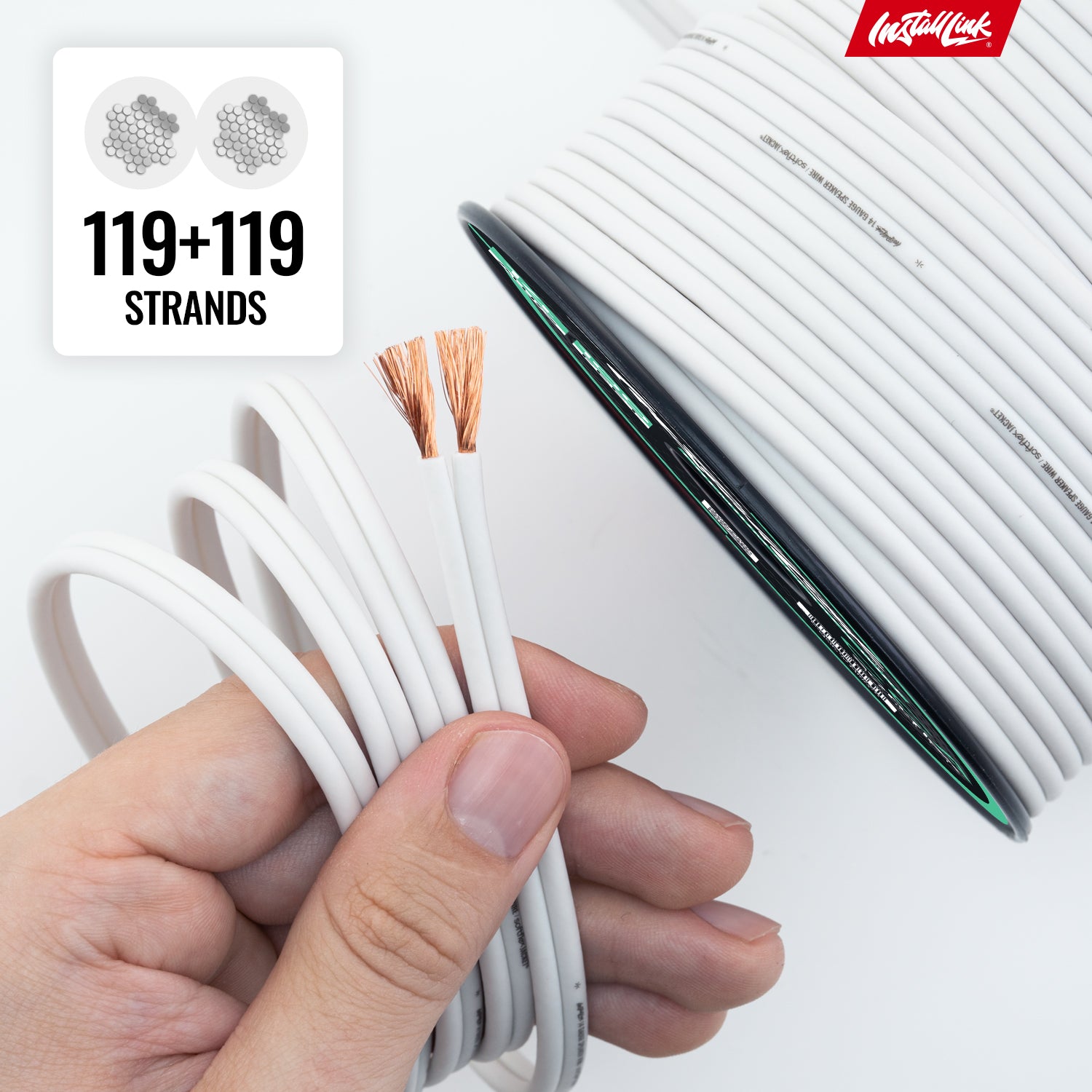 Speaker Wire 14 Gauge CCA, 100ft, White/White image 7