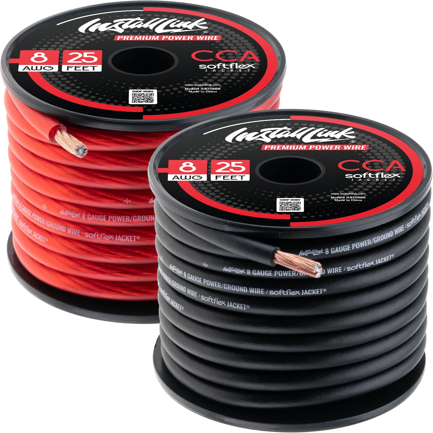 8 Gauge Power or Ground Wire Cable 25ft Red, 25ft Black (50 Feet Total), CCA image 0