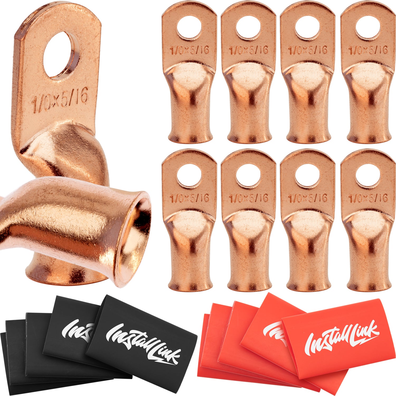 1/0 Gauge Copper Lugs (5/16") with Heat Shrink, 10-Pack image 0