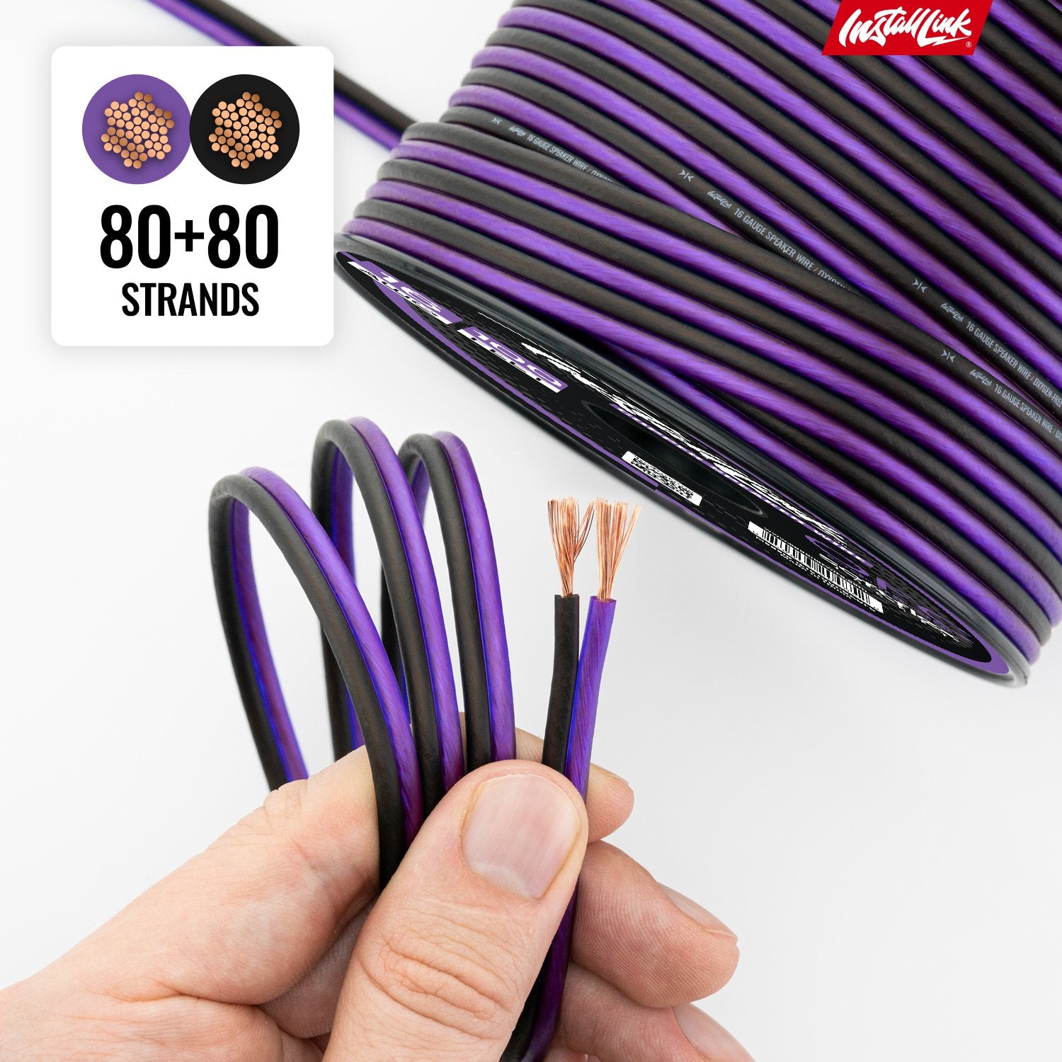 Speaker Wire 16 Gauge, OFC, 100ft, Purple/Black image 7