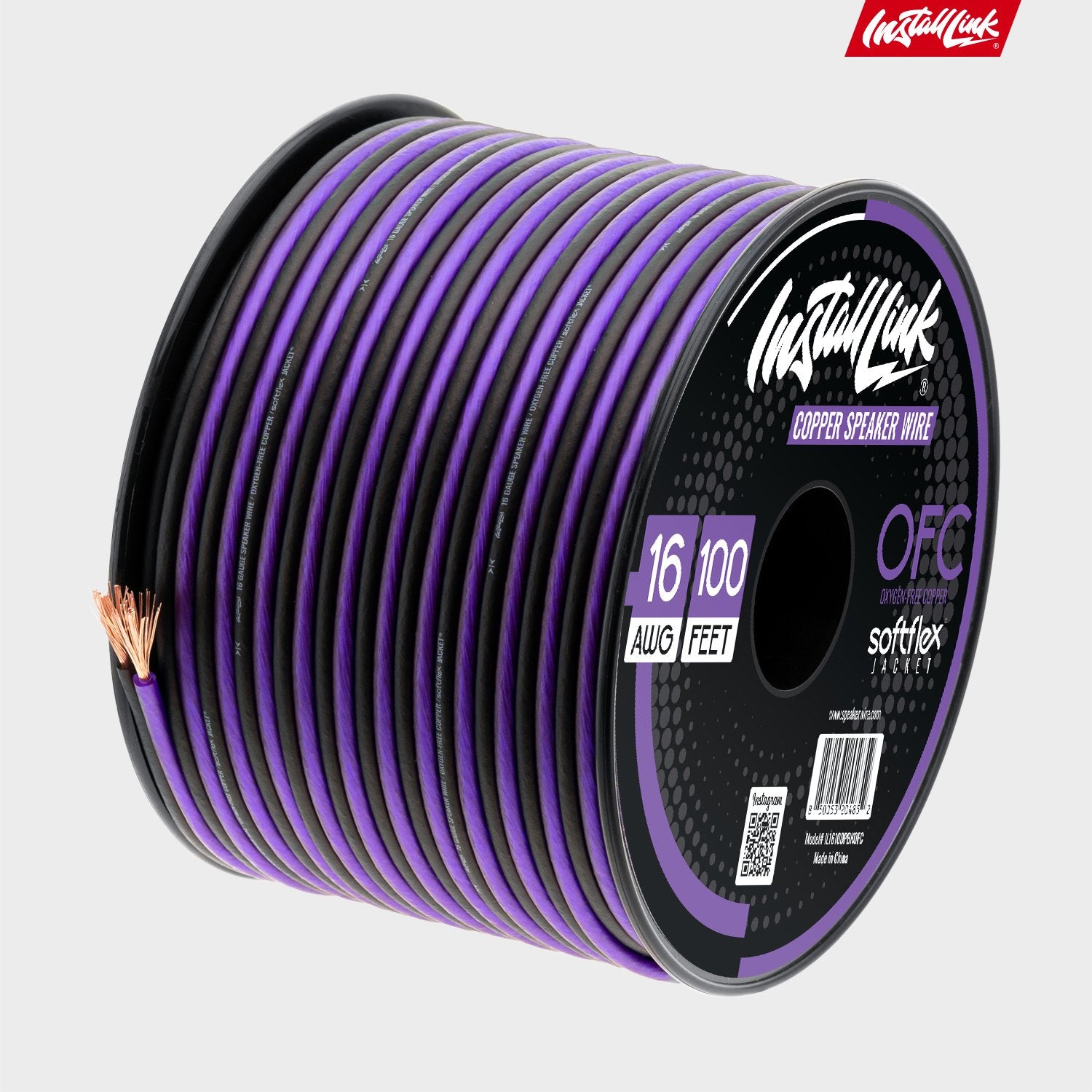 Speaker Wire 16 Gauge, OFC, 100ft, Purple/Black image 8