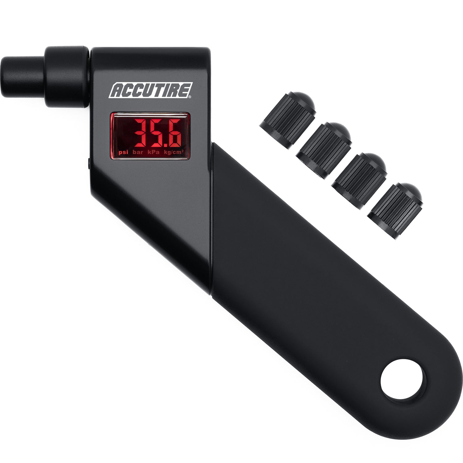 Accutire Digital Tire Pressure Gauge with 4 Valve Caps, 5-150psi (psi, bar, kPa, kg/cm2)