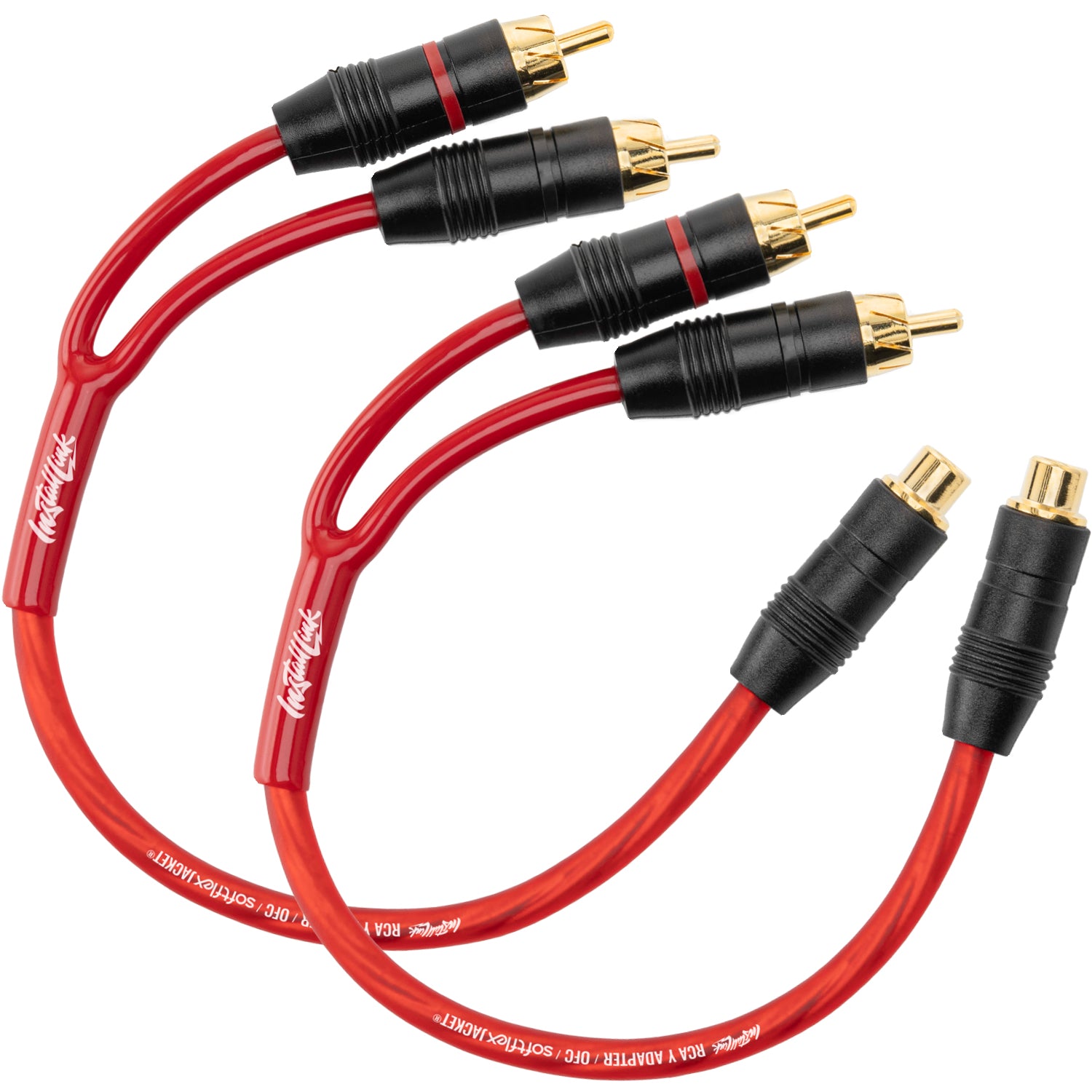 RCA Audio Cable for Subwoofer or Stereo Cable, Y Adapter 1-Female to 2-Male Splitter, Red, 2pk image 0