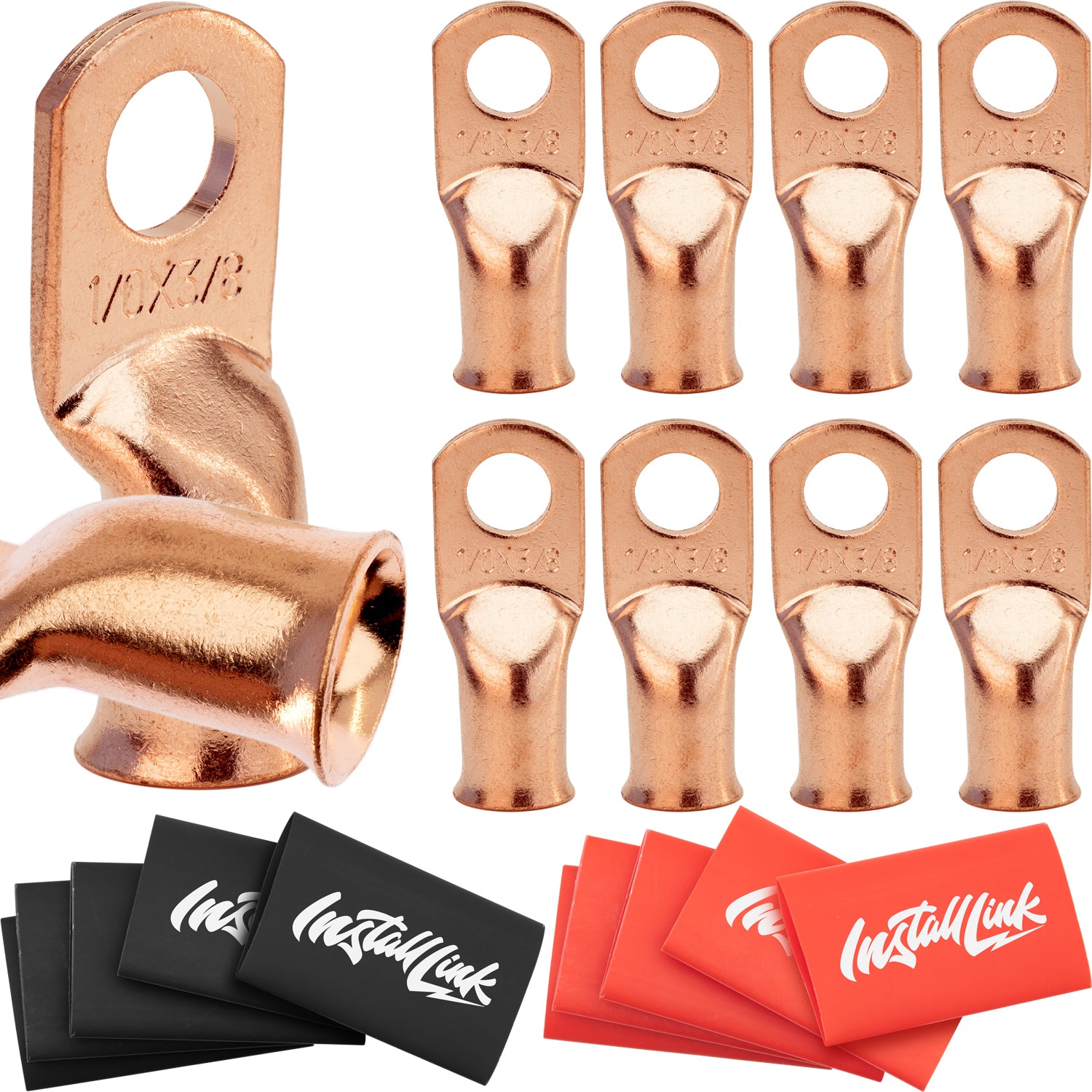 1/0 Gauge Copper Lugs (3/8") with Heat Shrink, 10-Pack image 0