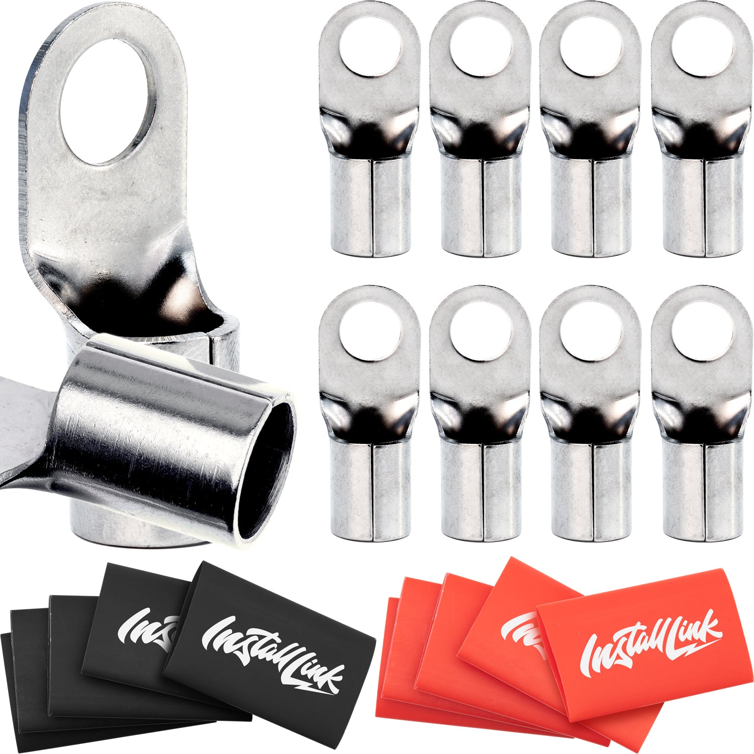 1/0 Gauge Nickel-Brass Lugs (3/8") with Heat Shrink, 10-Pack image 0