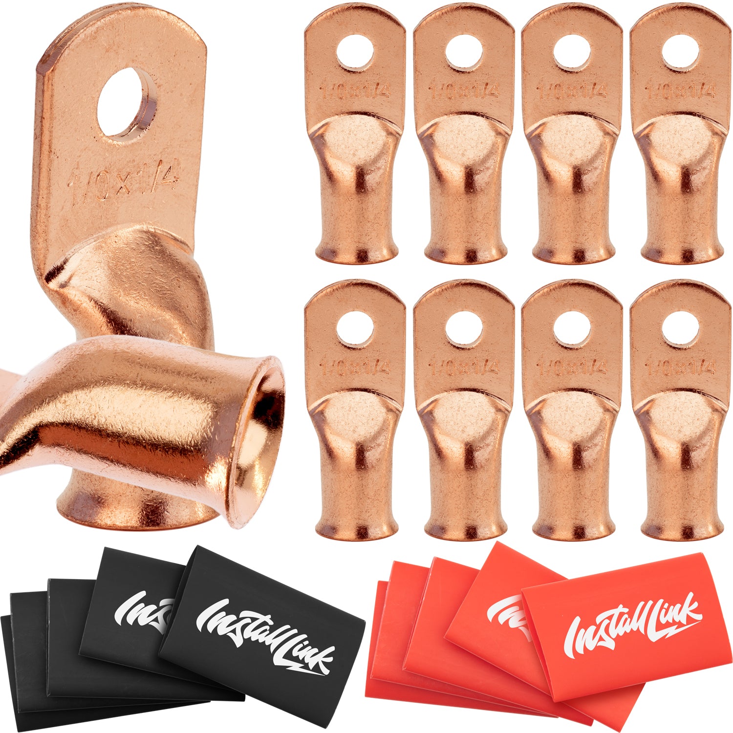 1/0 Gauge Copper Lugs (1/4") with Heat Shrink, 10-Pack image 0