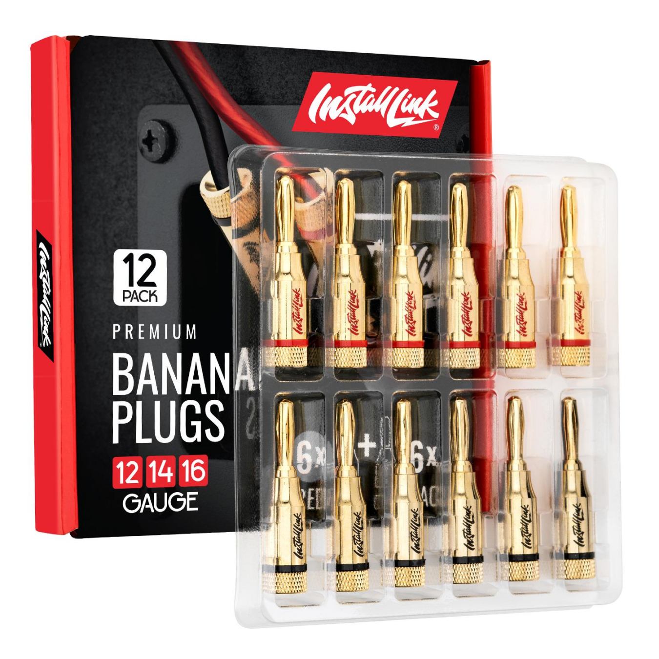 12 Banana Plugs for 12/14/16/18 Gauge Speaker Wire